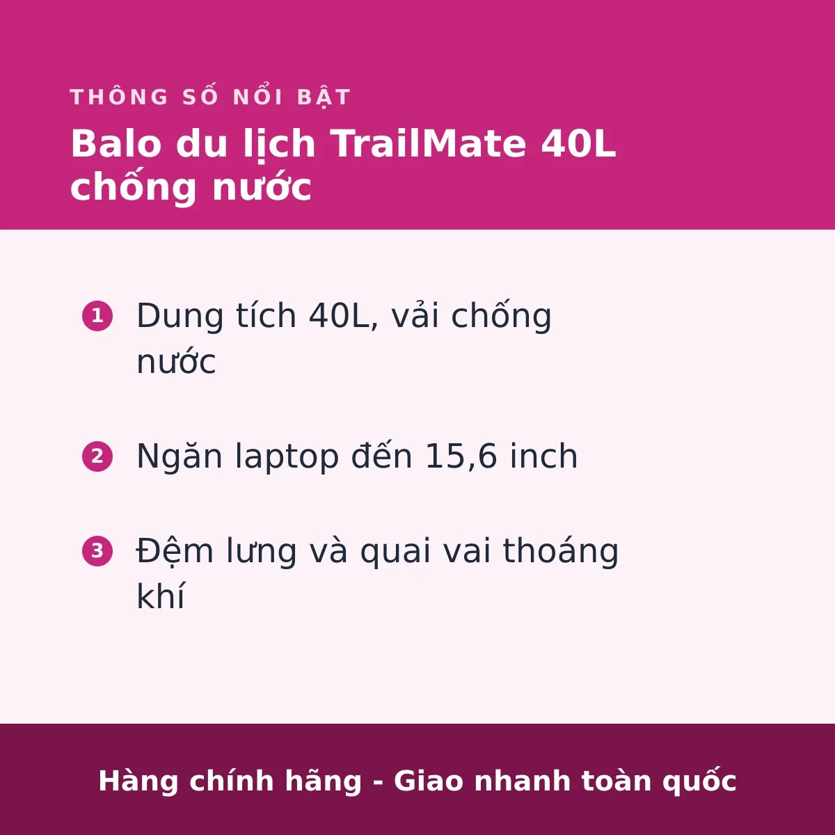 Balo du lịch TrailMate 40L chống nước - ảnh 3