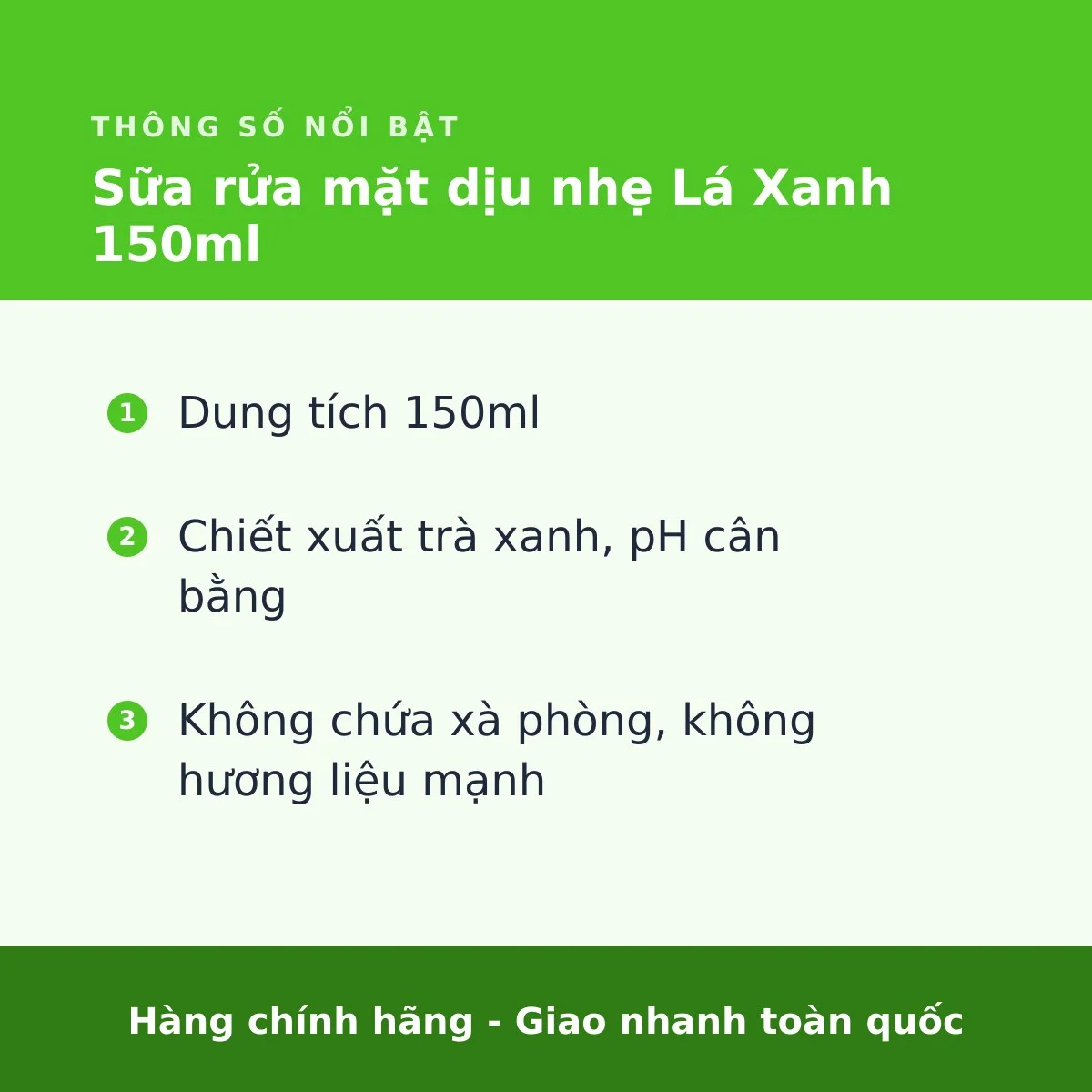 Sữa rửa mặt dịu nhẹ Lá Xanh 150ml - ảnh 3