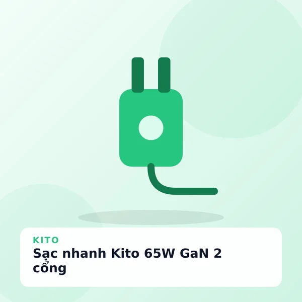 Sạc nhanh Kito 65W GaN 2 cổng