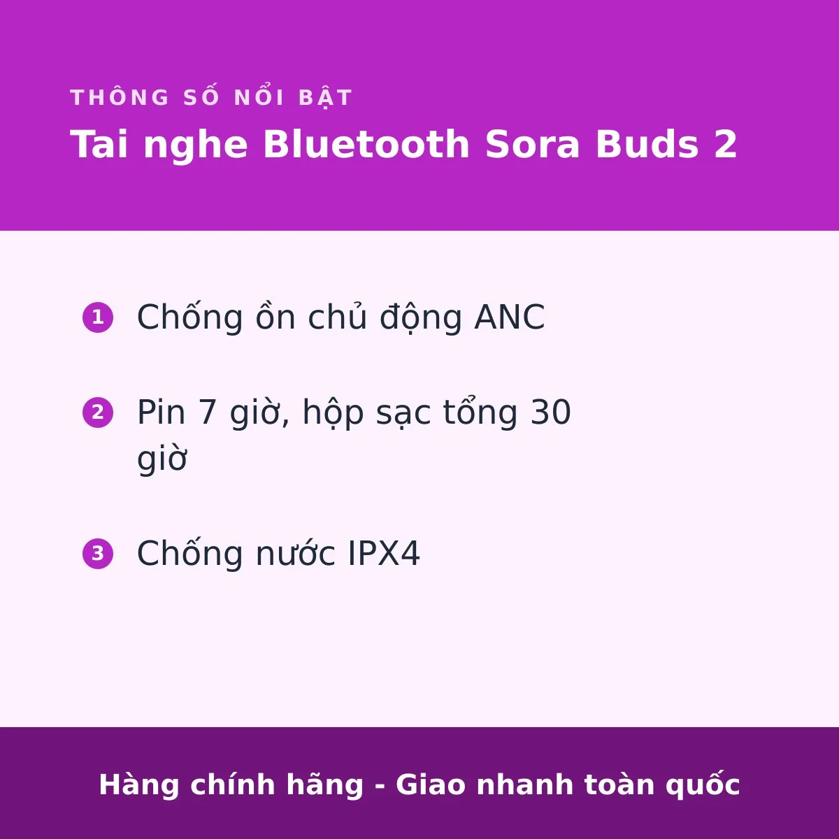 Tai nghe Bluetooth Sora Buds 2 - ảnh 3